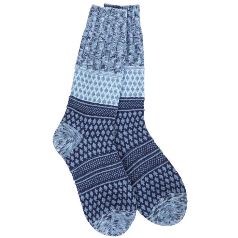 Peacoat Multi Textured Crew Socks